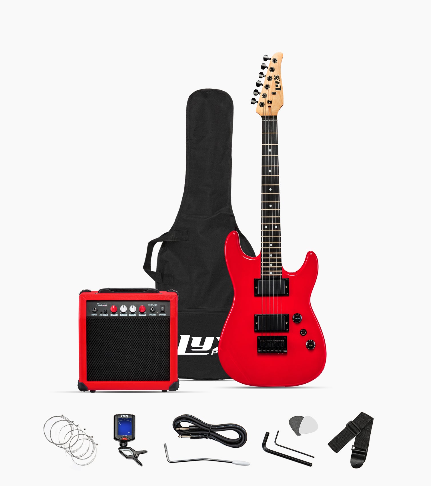 LyxPro 36 Junior Electric Guitar & Starter Kit ,Red