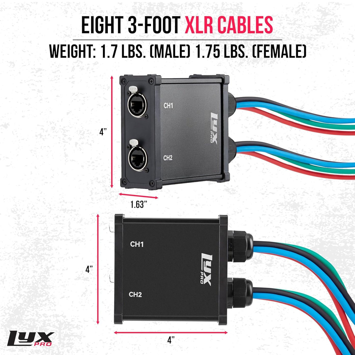 Pair of Audio Snake 8-Channel XLR 3 Pin Multi Network Breakout & XLR to RJ4 Ethercon with 3 Feet Cable Connection